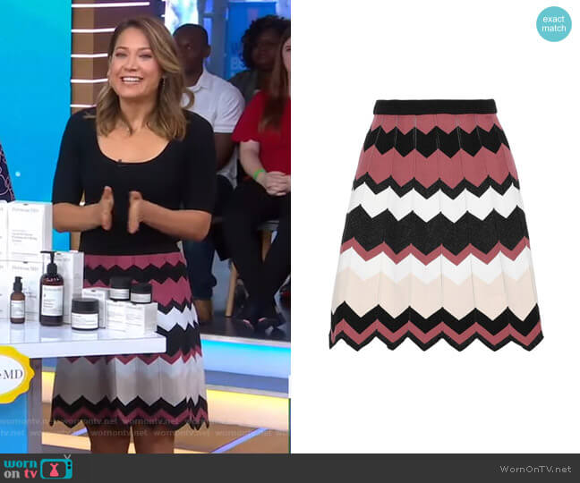 Diane von Furstenberg Reverie Knit Mini Skirt worn by Ginger Zee on Good Morning America