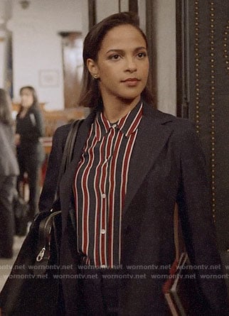 Edie’s navy and red striped shirt on Almost Family