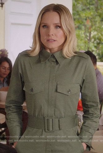 Eleanor’s green belted jumpsuit on The Good Place