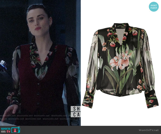 Elie Tahari Laya Floral Blouse worn by Lena Luthor (Katie McGrath) on Supergirl