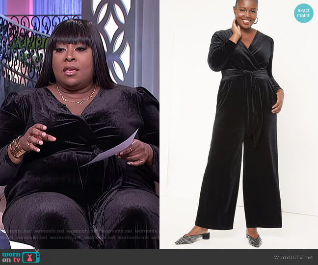 Eloquii Velvet Jumpsuit worn by Loni Love on The Real