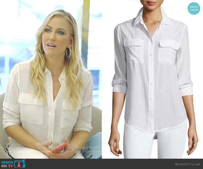 Equipment Slim Signature Silk Shirt worn by Stephanie Hollman on The Real Housewives of Dallas