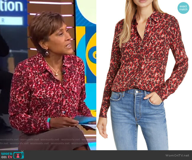 Equipment Slim Signature Shirt worn by Robin Roberts on Good Morning America