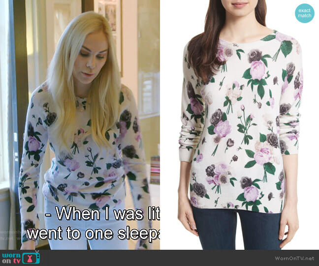 Equipment Sloane Floral Print Cashmere Sweater worn by Kameron Westcott on The Real Housewives of Dallas