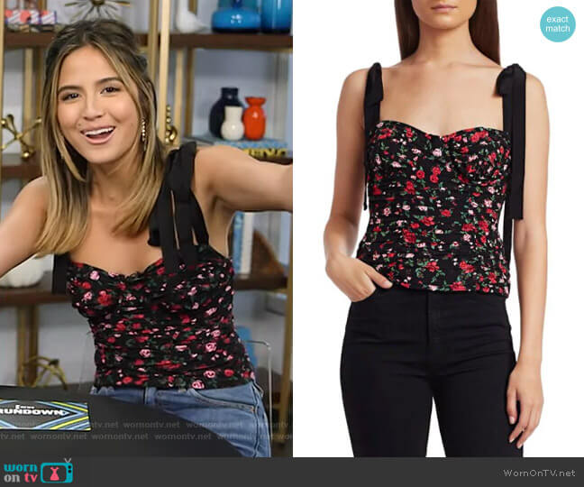 For Love & Lemons Tainted Floral Bustier Top worn by Erin Lim on E! News