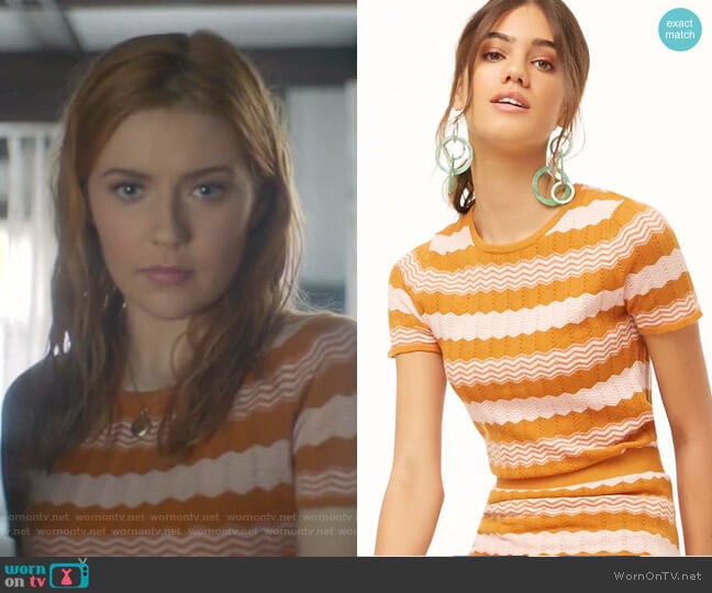 Forever 21 Chevron Sweater-Knit Top worn by Nancy Drew (Kennedy McMann) on Nancy Drew