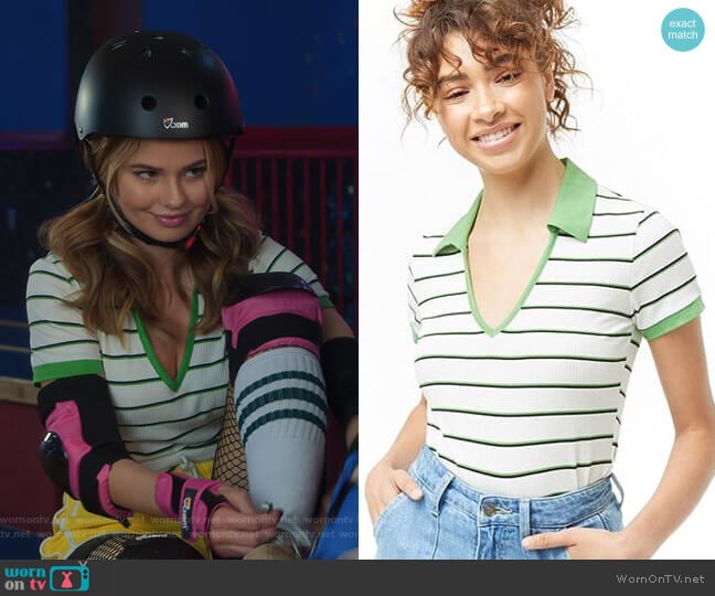 Forever 21 Collared Ribbed Striped Top worn by Patty Bladell (Debby Ryan) on Insatiable