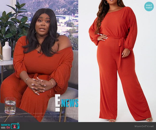 Forever 21 Plus Size Ribbed Jumpsuit worn by Nina Parker on E! News