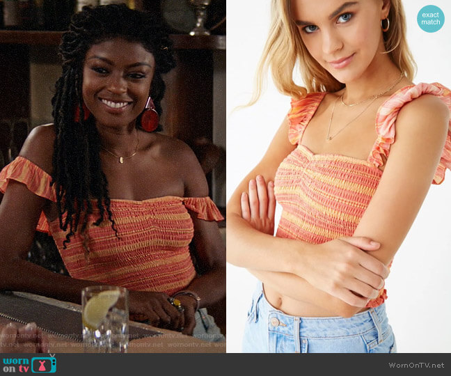 Forever 21 Striped Smocked Crop Top worn by Ali Finer (Javicia Leslie) on God Friended Me