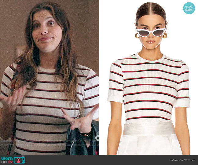 Frame Variegated 70s Tee worn by Rio (Lake Bell) on Bless This Mess