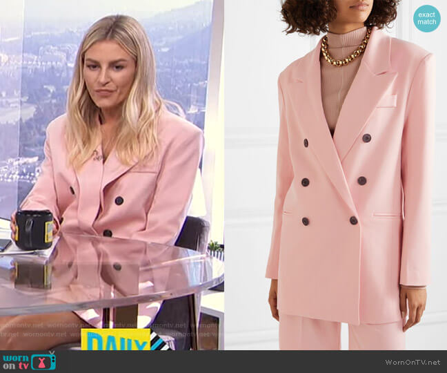 Frankie Shop Julie Double-Breasted Gabardine Blazer worn by Morgan Stewart on E! News