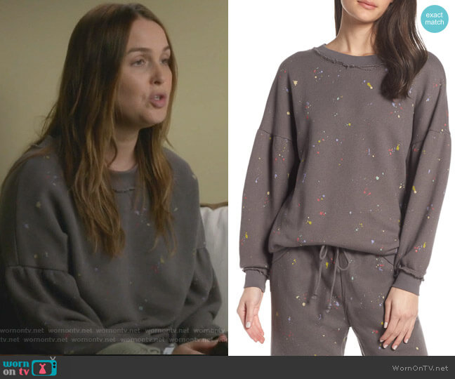 Free People Movement Make It Count Printed Sweatshirt worn by Jo Wilson (Camilla Luddington) on Greys Anatomy