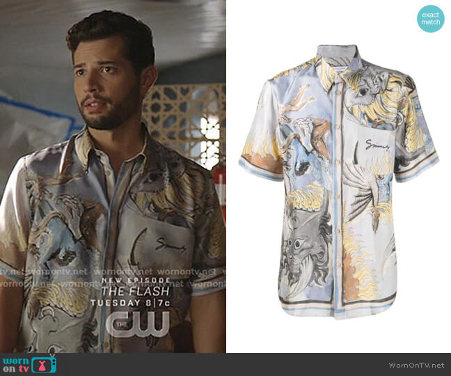 Givenchy Dragon Print Shirt worn by Sam Flores (Rafael de la Fuente) on Dynasty