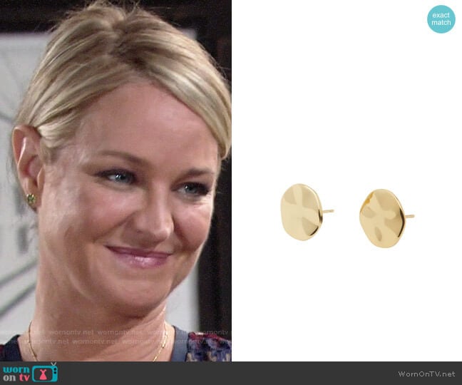 Gorjana Chloe Small Stud Earrings worn by Sharon Newman (Sharon Case) on The Young and the Restless