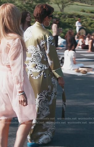 Kris’s satin tiger print robe on Keeping Up with the Kardashians