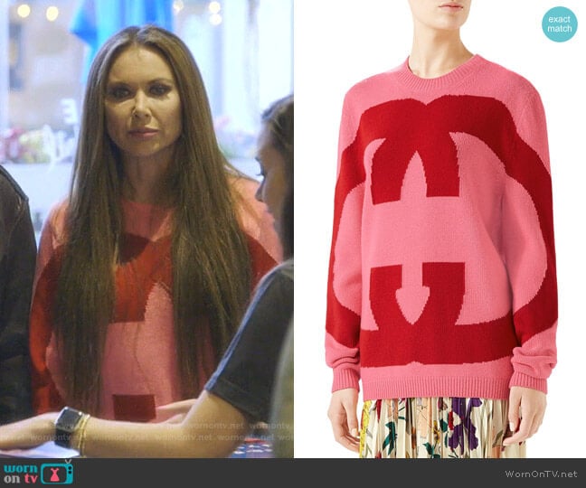 Gucci Interlocking Intarsia GG Wool Sweater worn by LeeAnne Locken on The Real Housewives of Dallas