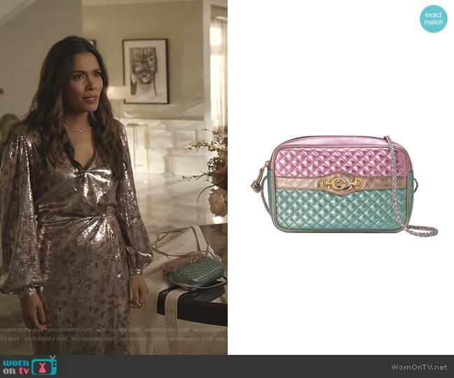 Gucci Laminated Leather Small Shoulder Bag worn by Cristal Jennings (Daniella Alonso) on Dynasty