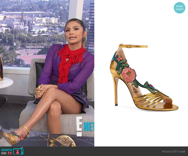 Gucci Ophelia Embroidered Sandal worn by Erin Lim on E! News