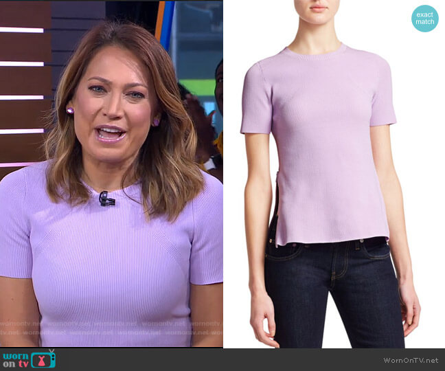 Helmut Lang Angel Ribbed Tee worn by Ginger Zee on Good Morning America