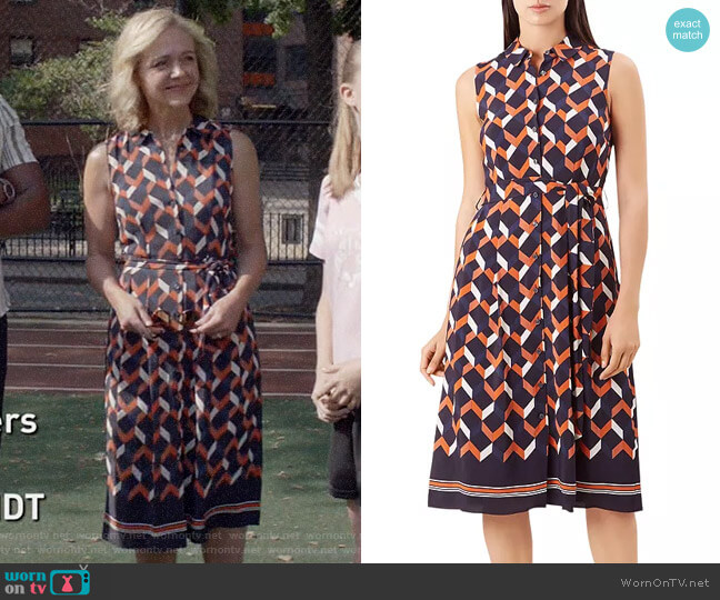 Hobbs London Suzanna Geometric Print Shirt Dress worn by Susan (Rachel Bay Jones) on God Friended Me
