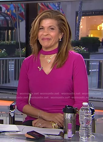 Hoda’s purple choker neck top on Today