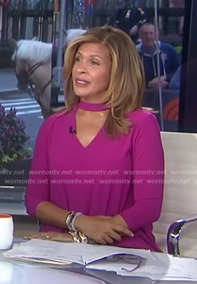 Hoda’s purple choker neck top on Today