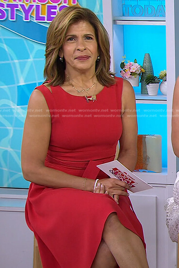 Hoda’s red tie waist dress on Today