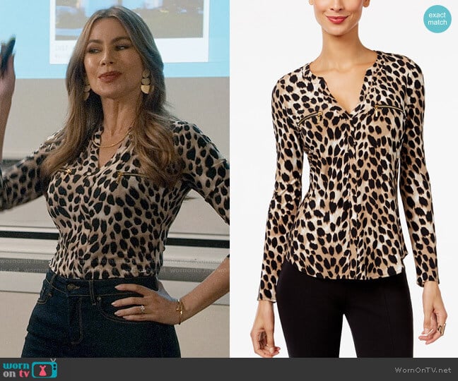 INC International Concepts Printed Zip-Pocket Top worn by  Gloria Pritchett (Sofia Vergara) on Modern Family