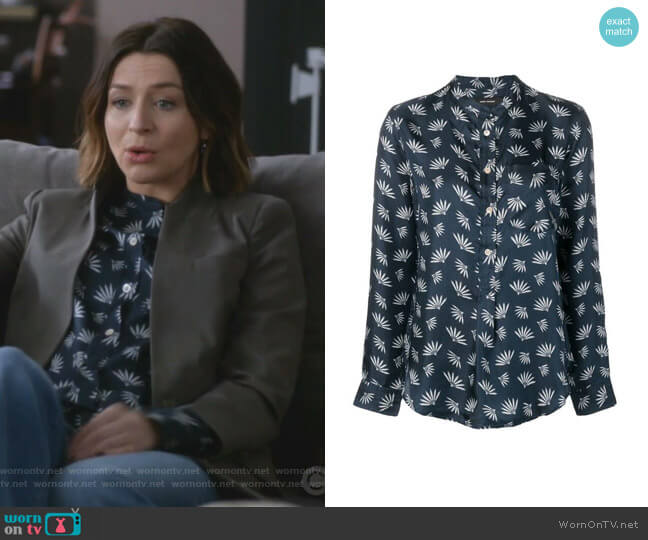Isabel Marant Usak Printed Shirt worn by Amelia Shepherd (Caterina Scorsone) on Greys Anatomy
