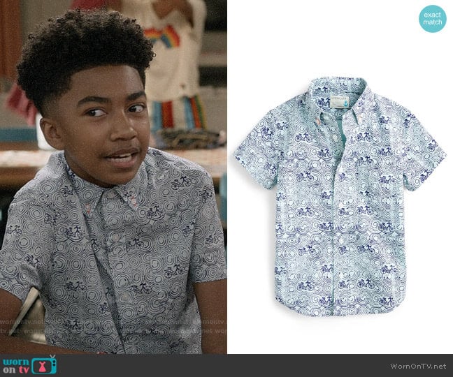 J. Crew Boys' Bike Block Short Sleeve Button-Down Shirt worn by Jack Johnson (Miles Brown) on Black-ish