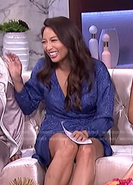 Jeannie’s blue leopard print wrap dress on The Real