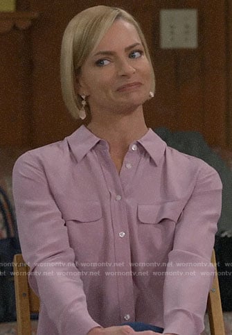 Jill’s pink  button down blouse on Mom