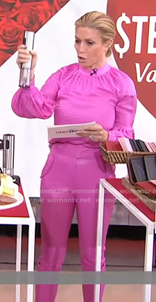 Jill’s pink houndstooth blouse and leather pants on Today