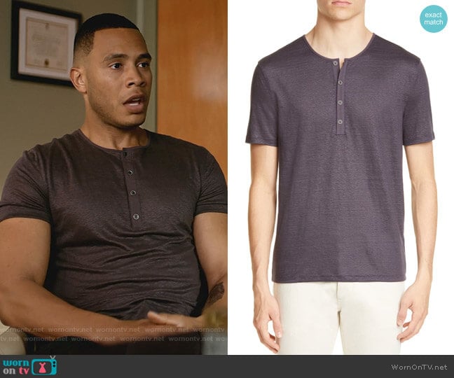 John Varvatos Regular Fit Slub Linen Henley