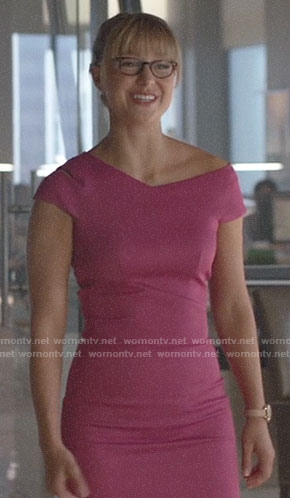 Kara’s pink asymmetric dress on Supergirl