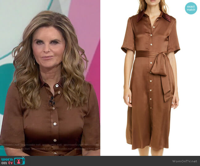 Kate Spade Smocked Back Satin Shirtdress worn by Maria Shriver on Today