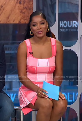 Keke’s pink check top and skirt on GMA Strahan Sara And Keke