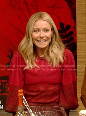 Kelly’s red striped sweater on Live with Kelly and Ryan