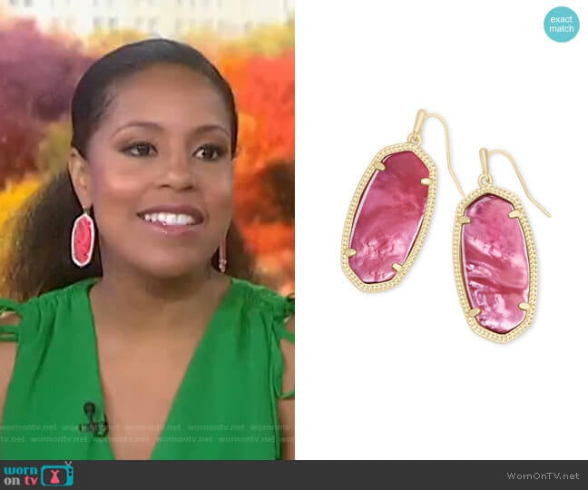 Kendra Scott Elle Drop Earrings in Berry Illusion worn by Sheinelle Jones on Today