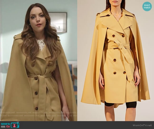 Khaite The Donna Trench Cape worn by Fallon Carrington (Elizabeth Gillies) on Dynasty