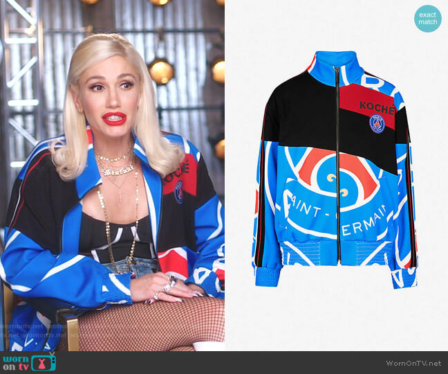 Koche Paris Saint-Germain-print Jersey Tracksuit Jacket worn by Gwen Stefani on The Voice