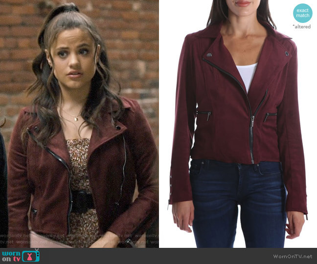 Kut from Kloth Eveline Jacket in Raisin worn by Maggie Vera (Sarah Jeffery) on Charmed