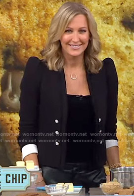 Lara’s black tweed puff shoulder jacket on Good Morning America