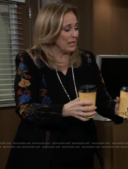 Laura’s floral embroidered blazer on General Hospital
