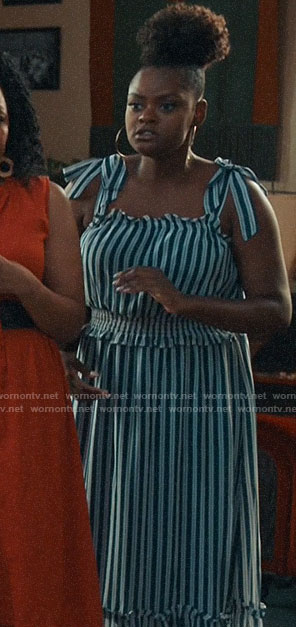 Leanne’s striped tie strap dress on Perfect Harmony