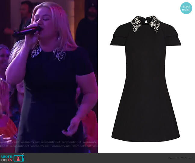 Louis Vuitton Dress with Embroidered Printed Collar worn by Kelly Clarkson on The Kelly Clarkson Show