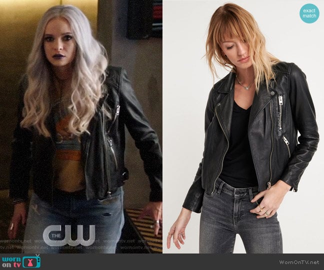 Lucky Brand Core Black Moto Jacket worn by Caitlin Snow (Danielle Panabaker) on The Flash