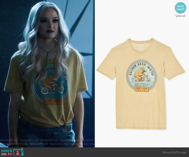 Lucky Brand Golden Bear Moto Tee worn by Caitlin Snow (Danielle Panabaker) on The Flash