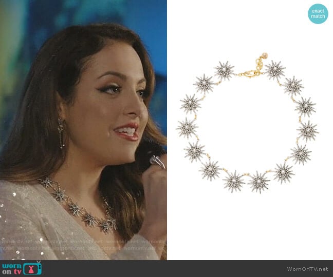 Lulu Frost Radiant Silver And Gold-Plated Brass Glass Stone Necklace worn by Fallon Carrington (Elizabeth Gillies) on Dynasty