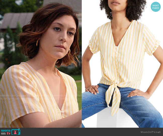 Madewelll Tie Front Button Down Top worn by Sydney Strait (Caitlin McGee) on Bluff City Law